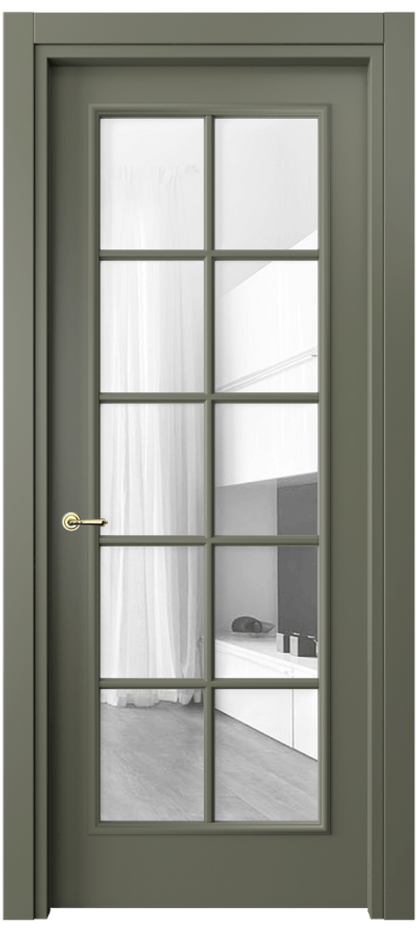 Межкомнатная дверь Париж 8102 Матовый оливковый тёмный Прозрачное стекло Цена 4010 AZE| Volhovec