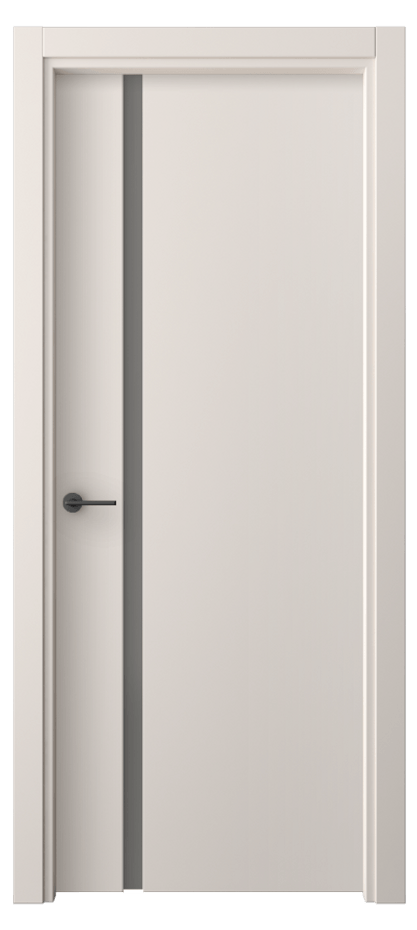 Межкомнатная дверь Фридом 4222 ПЭТ тёплый-белый Сатинированное серое стекло, триплекс Цена 33099 ₽ | Volhovec