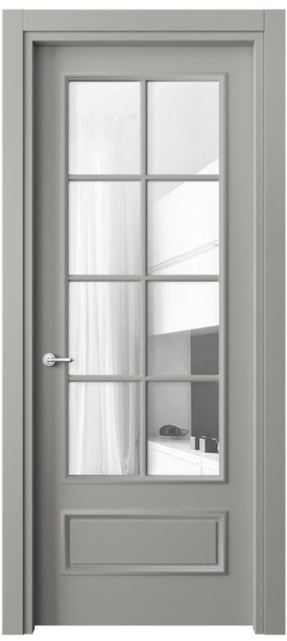 Межкомнатная дверь Париж 8112 Матовый нейтральный серый Прозрачное стекло Цена 84700 ₽| Volhovec
