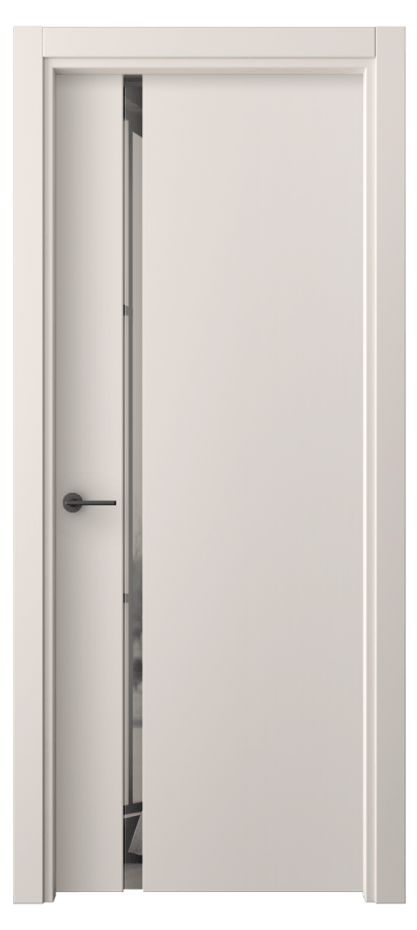 Межкомнатная дверь Фридом 4222 ПЭТ тёплый-белый Двустороннее серое зеркало, триплекс Цена 34699 ₽ | Volhovec