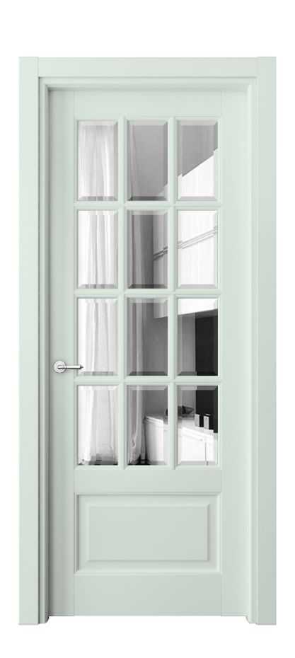 Межкомнатная дверь Тоскана Грильято 6313 Матовый белоснежный Двустороннее зеркало с фацетом, триплекс Цена 167750 ₽ | Volhovec