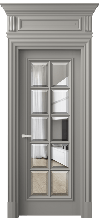 Межкомнатная дверь Антик 7310 Матовый нейтральный серый Прозрачное стекло с фацетом Цена 199880 ₽ | Volhovec