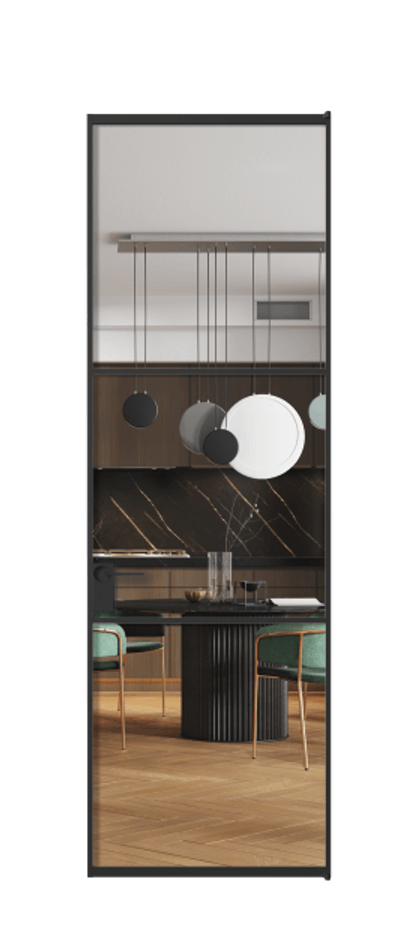 Алюминиевая дверь АЛПЛ040.03 Алюминий Черный Прозрачное стекло "Кристал Вижн", калёное Цена 139180  | Volhovec