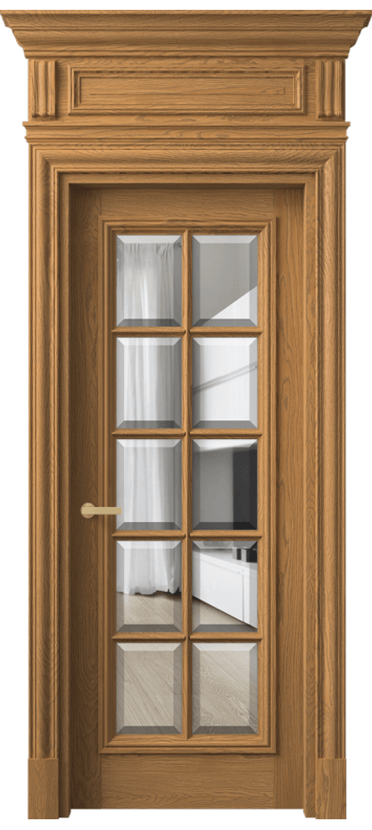 Межкомнатная дверь Антик 7310 Дуб солнечный матовый Прозрачное стекло с фацетом Цена 323560 ₽ | Volhovec