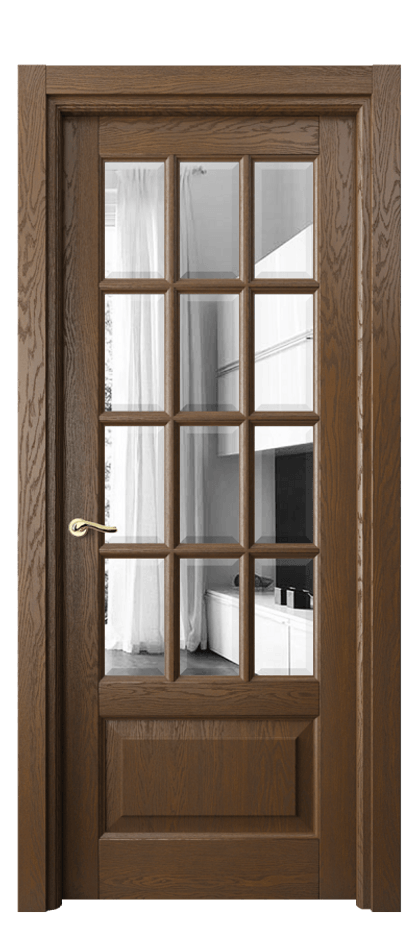 Межкомнатная дверь Лигнум 0728 Дуб королевский брашированный Двустороннее зеркало с фацетом, триплекс Цена 196900 ₽ | Volhovec