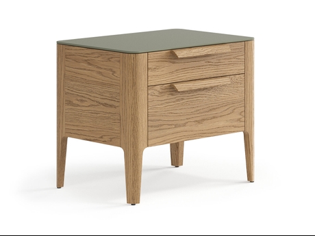 Мебель Тумба прикроватная Пьега 2 ящика. Цвет Дуб мускатный матовый. Материал Массив дуба матовый. Коллекция Тумба прикроватная Пьега 2 ящика. Картинка.