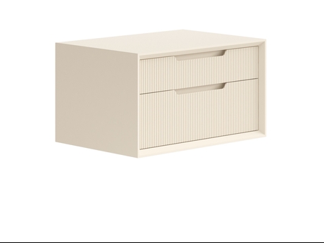 Мебель Тумба подвесная прикроватная Вельвет 2 ящика. Цвет Матовый светло-бежевый. Материал Гладкая эмаль. Коллекция Тумба подвесная прикроватная Вельвет 2 ящика. Картинка.