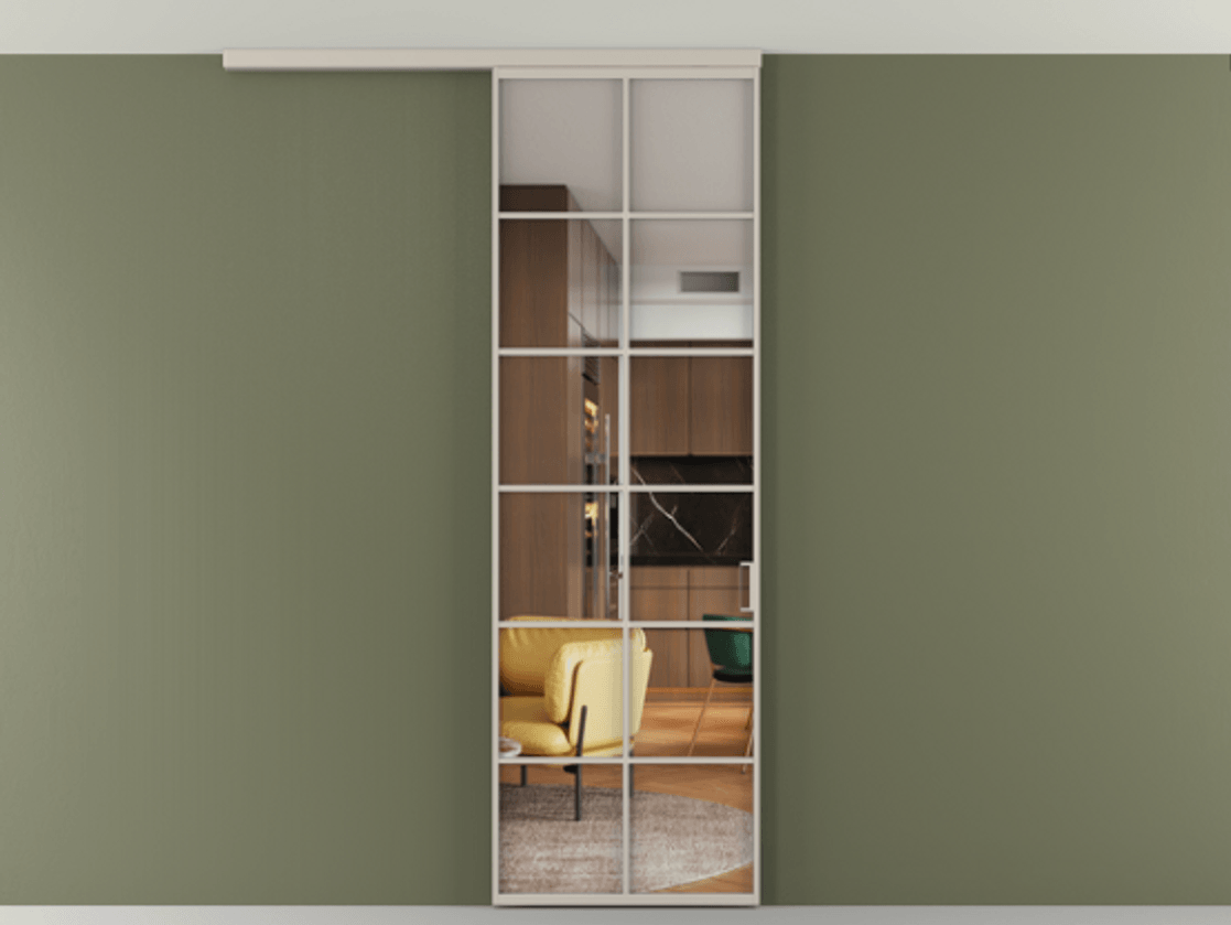 Перегородка Formato вдоль стены на потолок одностворчатая #VENDORCODE# #FURNISH# #GLASS# Цена #PRICE# #CURRENCY# | Volhovec