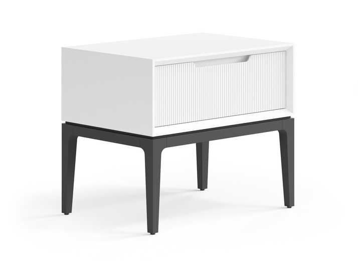 Мебель Тумба прикроватная Вельвет 1 ящик. Цвет Матовый светло-серый. Материал Гладкая эмаль. Коллекция Тумба прикроватная Вельвет 1 ящик. Картинка.