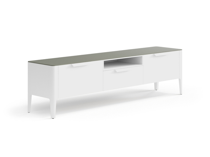 Мебель ТВ тумба Пьега. Цвет Матовый белоснежный. Материал Гладкая эмаль. Коллекция ТВ тумба Пьега. Картинка.