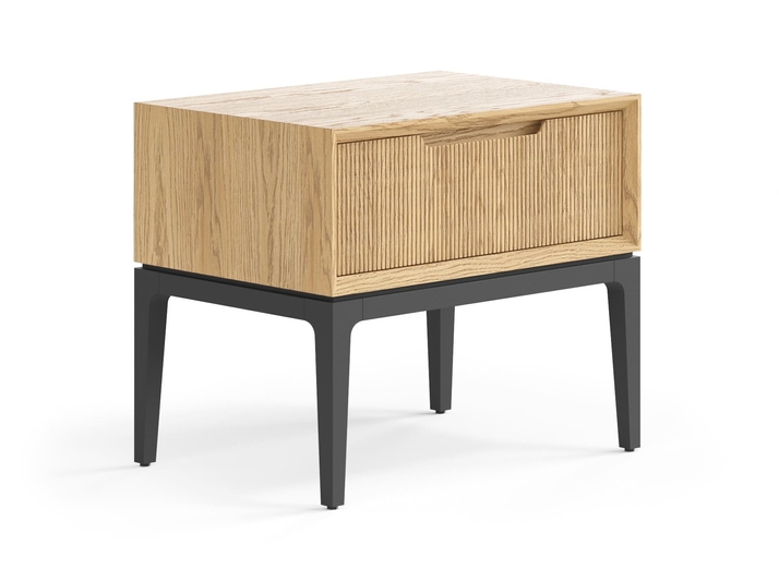 Мебель Тумба прикроватная Вельвет 1 ящик. Цвет Дуб соломенный матовый. Материал Массив дуба матовый. Коллекция Тумба прикроватная Вельвет 1 ящик. Картинка.