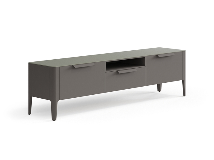 Мебель ТВ тумба Пьега. Цвет Матовый антрацит. Материал Гладкая эмаль. Коллекция ТВ тумба Пьега. Картинка.