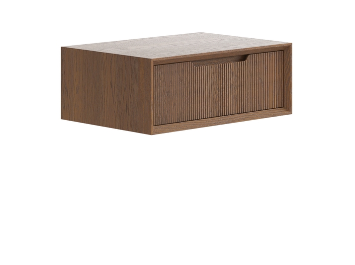 Мебель Тумба подвесная прикроватная Вельвет 1 ящик. Цвет Дуб каштановый матовый. Материал Массив дуба матовый. Коллекция Тумба подвесная прикроватная Вельвет 1 ящик. Картинка.