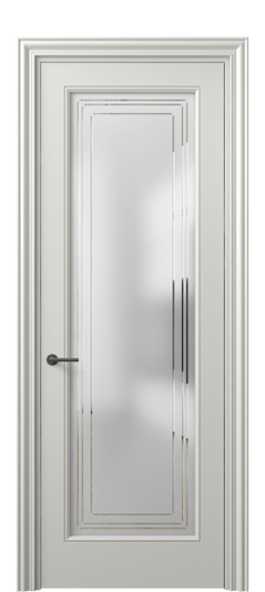 Дверь межкомнатная 8400 МСР Сатинированное стекло с гравировкой Маскот. Цвет Матовый серый. Материал Гладкая эмаль. Коллекция Маскот. Картинка.