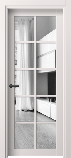 Дверь межкомнатная 2106 ПЭКС ДВ ЗЕР. Цвет ПЭТ кремово-серый. Материал ПЭТ. Коллекция Нео. Картинка.