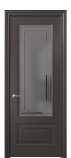 Дверь межкомнатная 8442 МАН Серый сатин с гравировкой. Цвет Матовый антрацит. Материал Гладкая эмаль. Коллекция Маскот. Картинка.