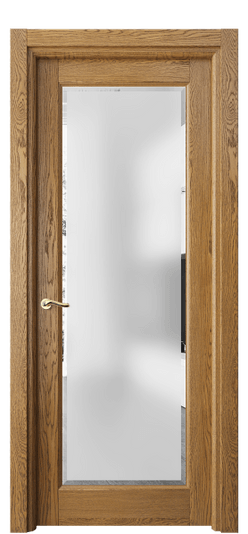 Дверь межкомнатная 0700 ДМД.Б Сатинированное стекло с фацетом. Цвет Дуб медовый брашированный. Материал Массив дуба брашированный. Коллекция Лигнум. Картинка.