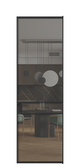 Дверь межкомнатная АЛПЛ040.02 Серый триплекс ЧЕР. Цвет Алюминий Черный. Материал Алюминий. Коллекция Формато. Картинка.